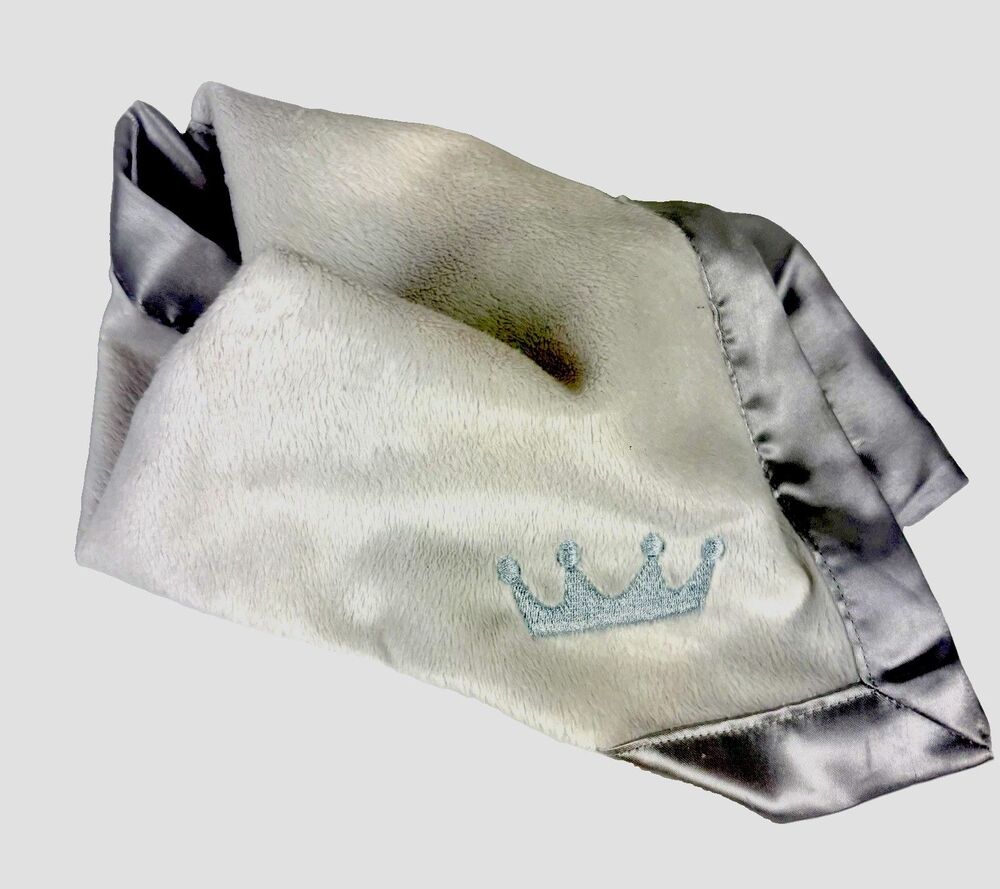 Baby Aspen Little Prince Crown Security Lovey White Silver Satin Trim NWOT
